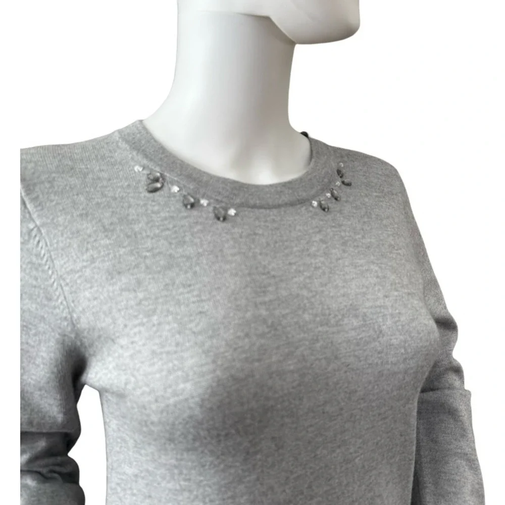 MAYORAL Gray Embellished Knit Tunic Sweater Feather Trim Girls Size 12/14 Formal